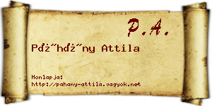 Páhány Attila névjegykártya